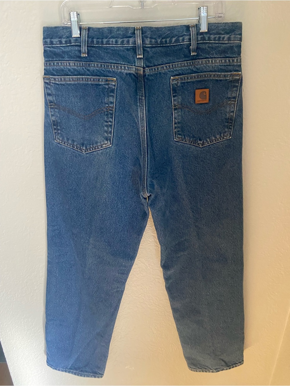 Carhartt Men's Dark Blue Flannel Lined Relaxed Fit Jeans 34x32 Outdoor Workwear